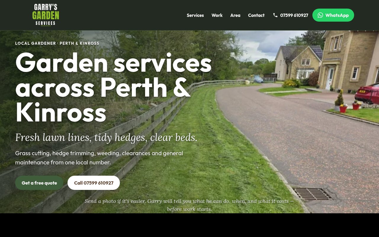 Garry's Gardens, homepage preview