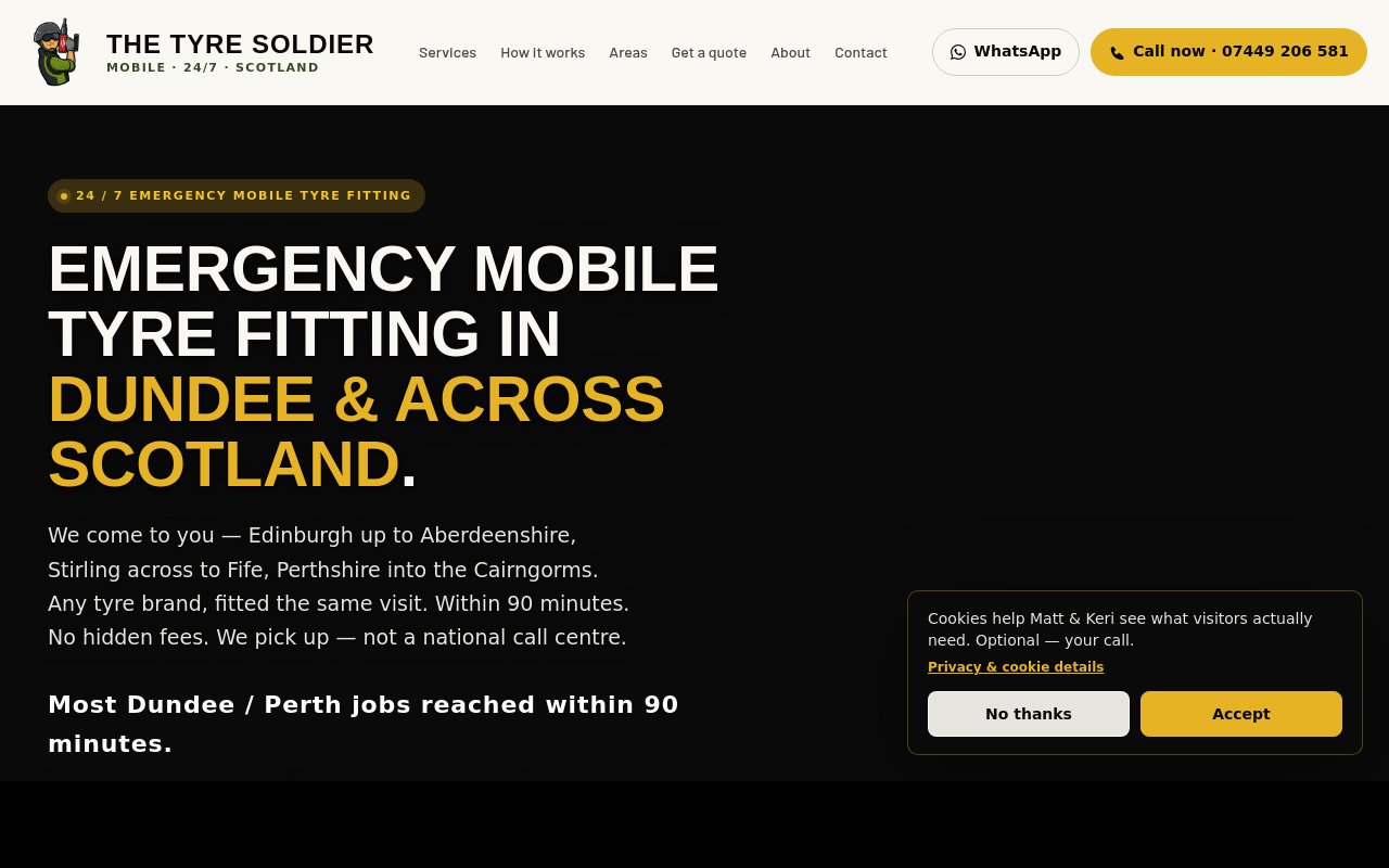 The Tyre Soldier, homepage preview